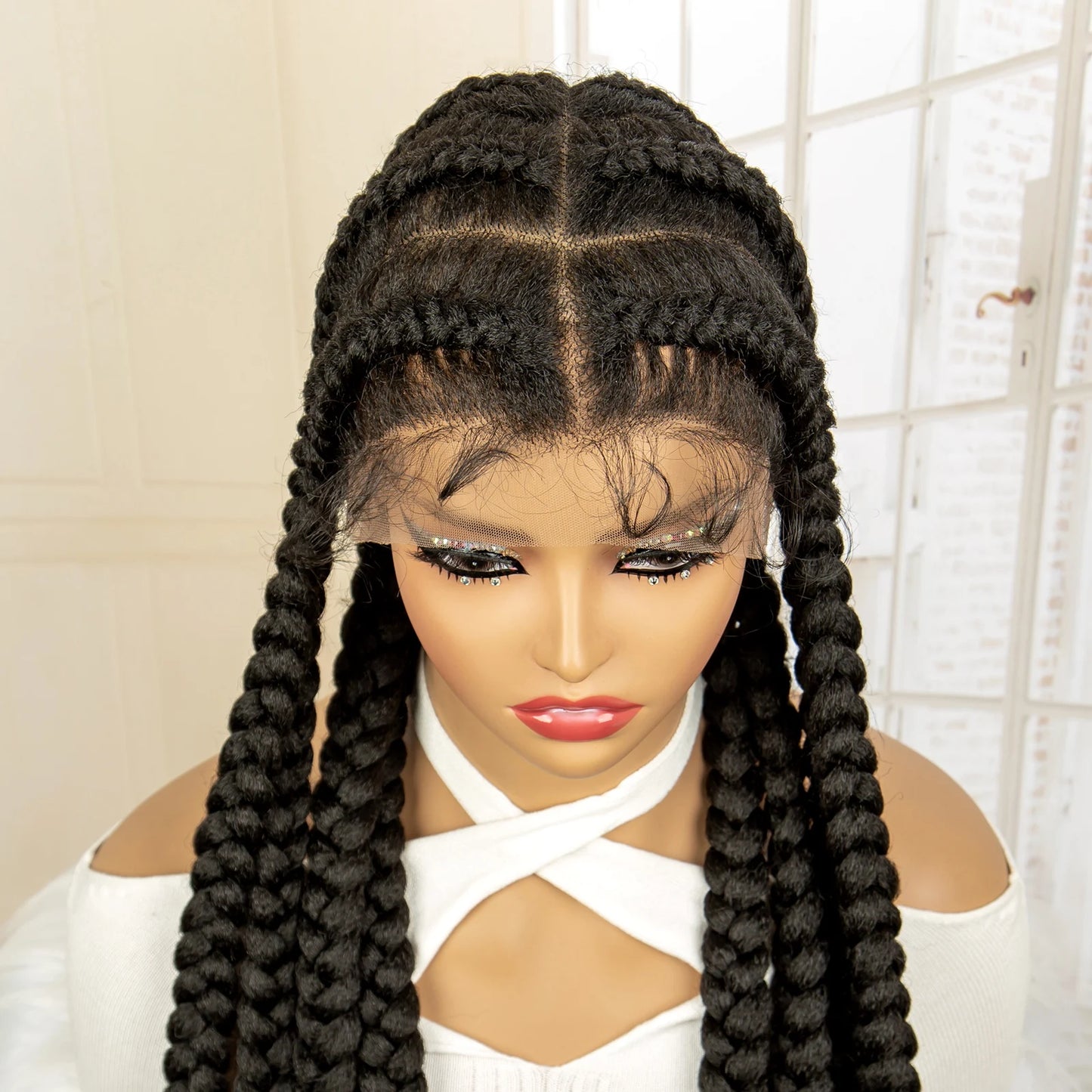 34 inches Synthetic Full Lace Braided Wig