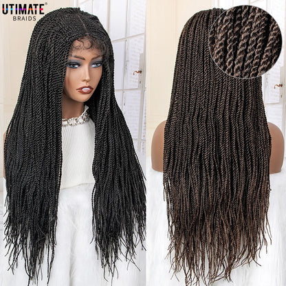 26 Inches Synthetic Twist Braided Wigs 4x4 Lace Frontal Wigs with Baby Hair for Black Women Middle Part Box Braiding Wigs