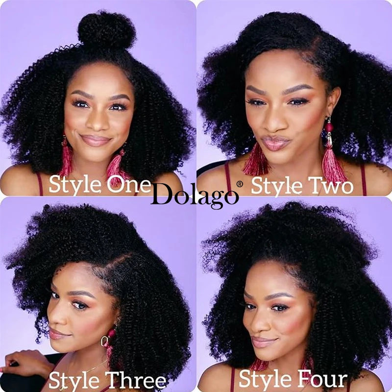 Mongolian Afro Kinky Curly Hair Weave with Closure Natural Black 4B 4C