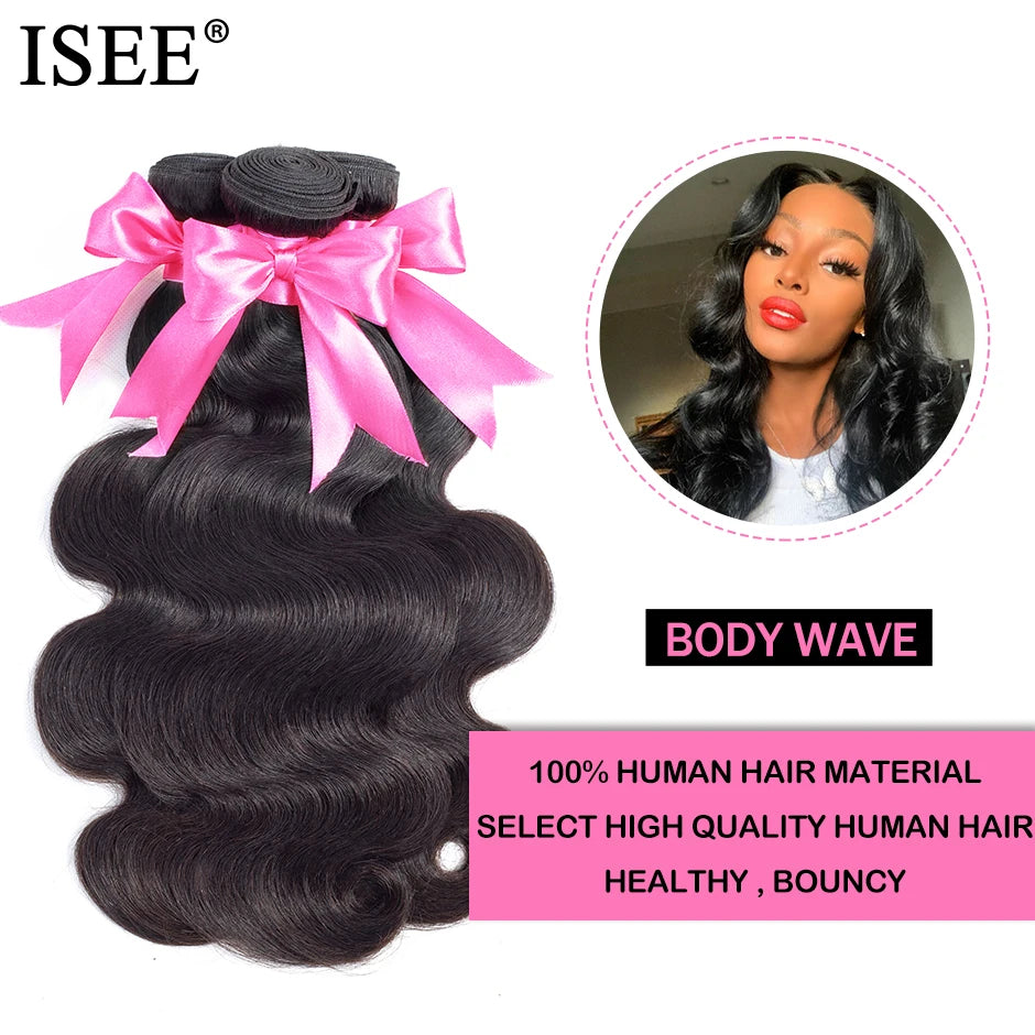 ISEE HAIR Peruvian Body Wave Human Hair Bundles100% Human Hair