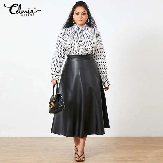 Solid Winter PU Leather Skirt