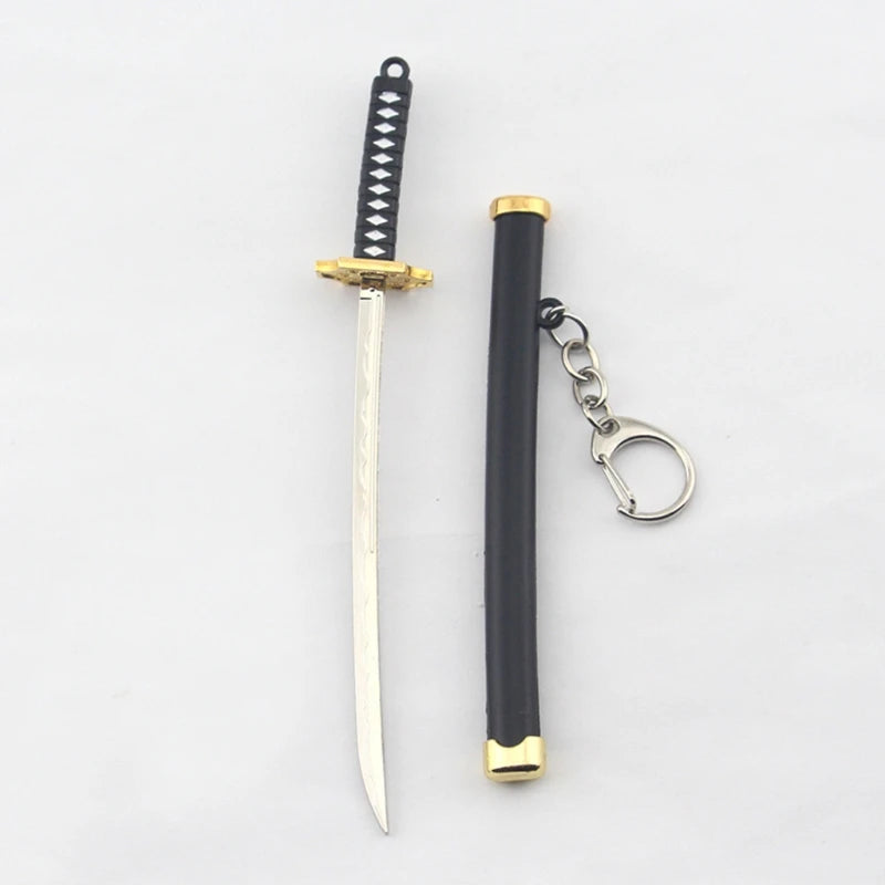 Mini Anime Demon Slayer Sword Keychain Katana Ghost Blade Metal Pendant Keyrings Weapons Cosplay Toy