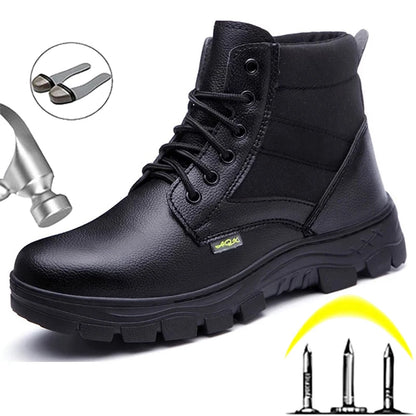 Men Safety Shoes Leather Boots Puncture-Proof Work Boots Steel Toe Shoes Safety Industrial Shoes Winter Boots Indestructible