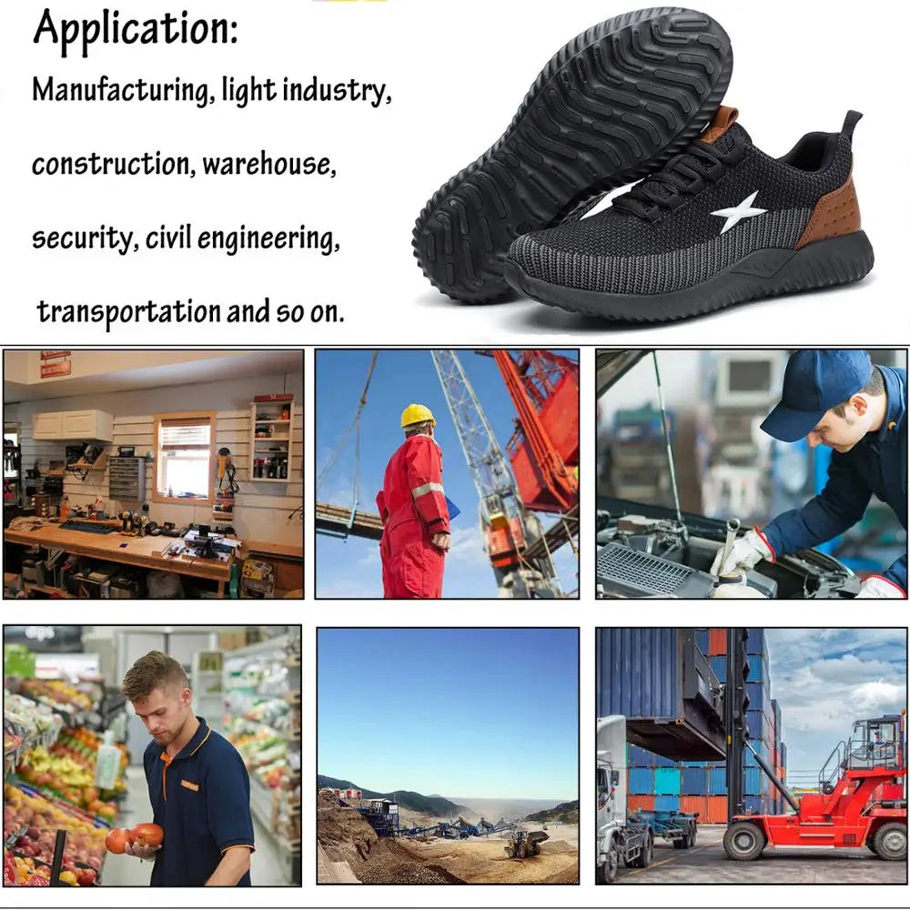 SUADEX Safety Work Shoes Men with Steel Toe Cap Construction Work Boots Breathable Men Work Safety Sneakers New Safety Footwear