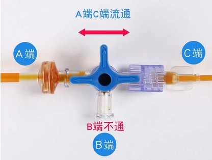 Plastic Three Way Stop Cock for Clinical Hospital Luer Lock Adapter 3 Way Stopcock Flexiable T-Connector Extension Tube