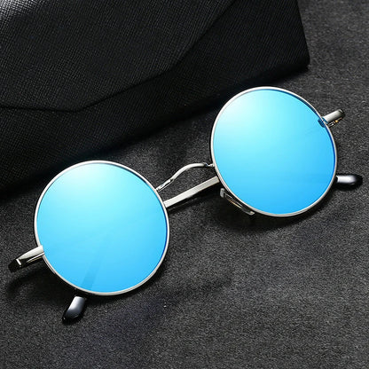 RUOBO Retro Polarized Round Metal Frame Sunglasses