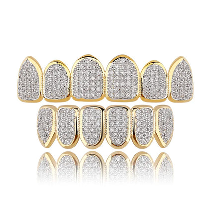 JINAO Gold Silver-Plated Grill CZ Stone Micro Paved