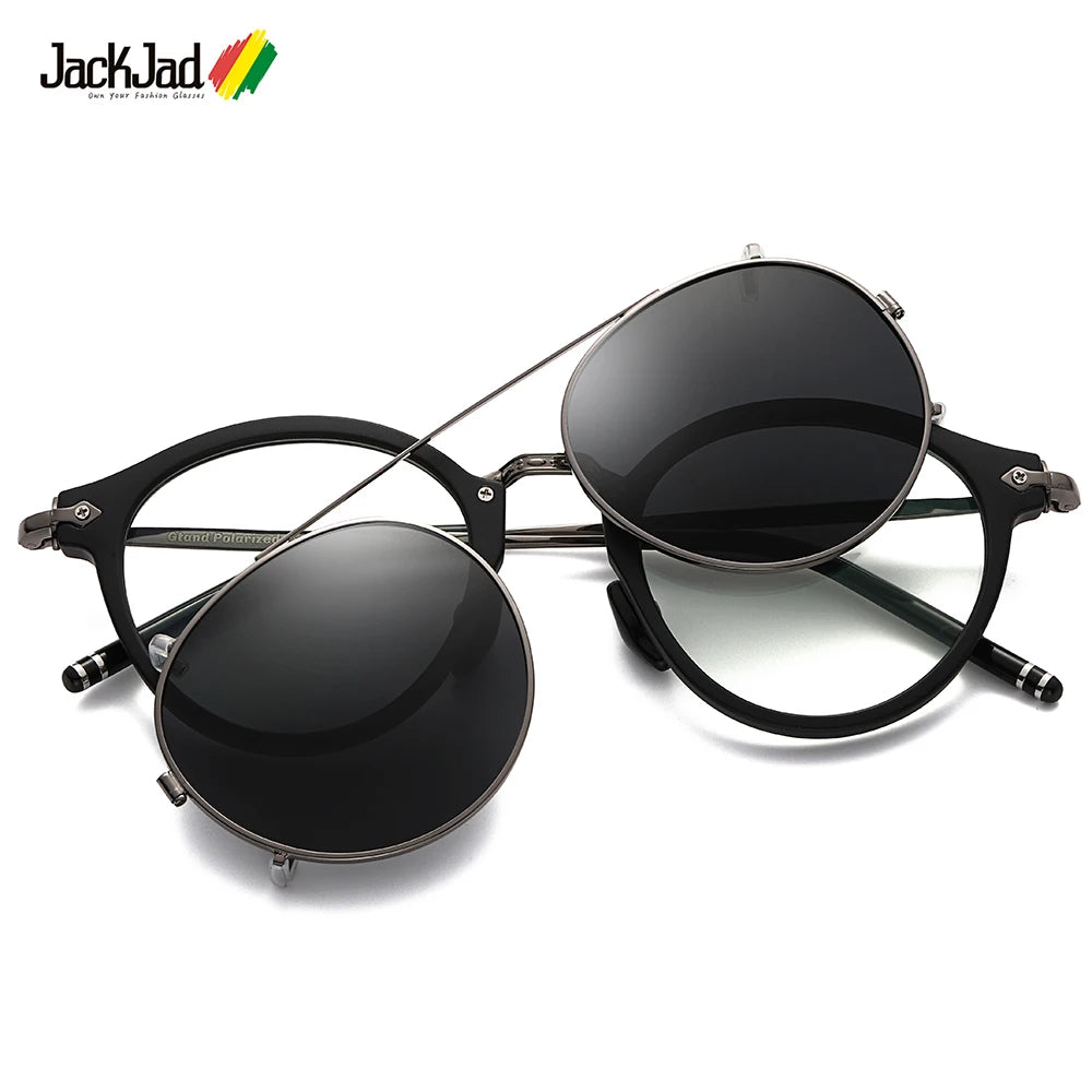 JackJad SteamPunk Vintage Round Style Polarized Sunglasses Clip On Lens Removable Brand Design Sun Glasses Oculos De Sol GT275