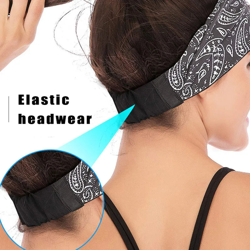 Diadema deportiva Bluetooth 5,0, auriculares estéreo, reproductor de música con micrófono para manos libres, diadema elástica lavable recargable