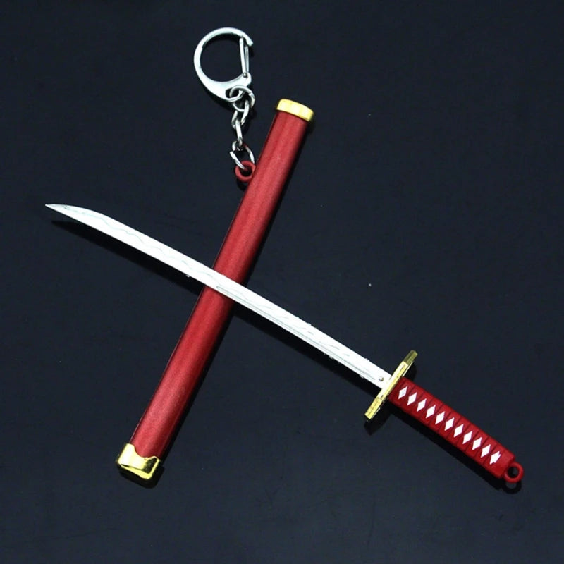 Mini Anime Demon Slayer Sword Keychain Katana Ghost Blade Metal Pendant Keyrings Weapons Cosplay Toy