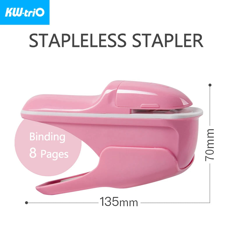 KW-triO Stapleless Stapler Safe Paper Stapling Portable Plastic Stapler Without Staples Bind 8 Sheets of Paper Office Supplies