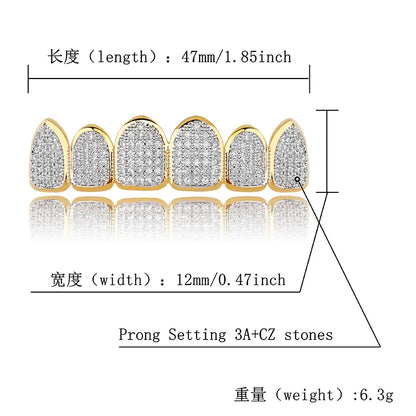 JINAO Gold Silver-Plated Grill CZ Stone Micro Paved