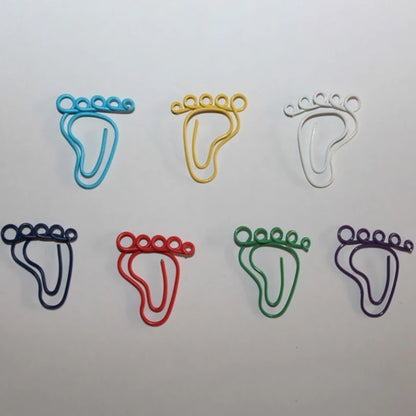 12Pcs/set Cute Metal Foot Shaped Office File Paper Clips Bookmarks, Multi-purpose Mini Binder Clips Photos Message Paperclips