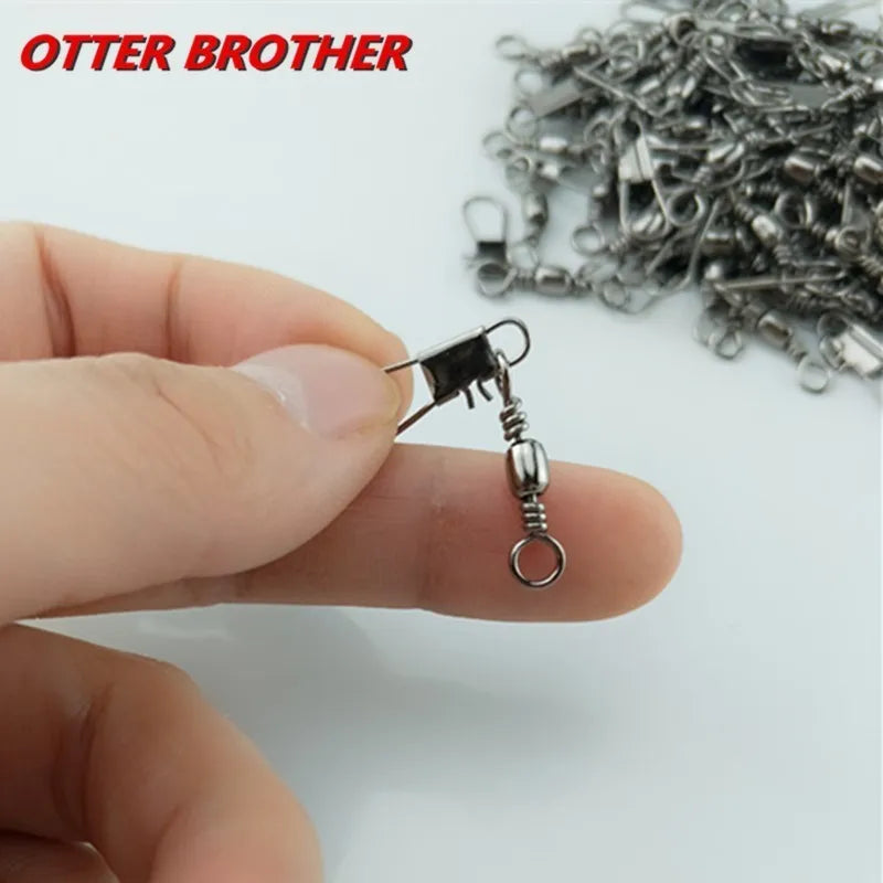 30pcs Fishing Swivels Interlock SnapTackles Winter Metal Lure Fish Carp Connector Copper Carabiners Gear Accessories Tools