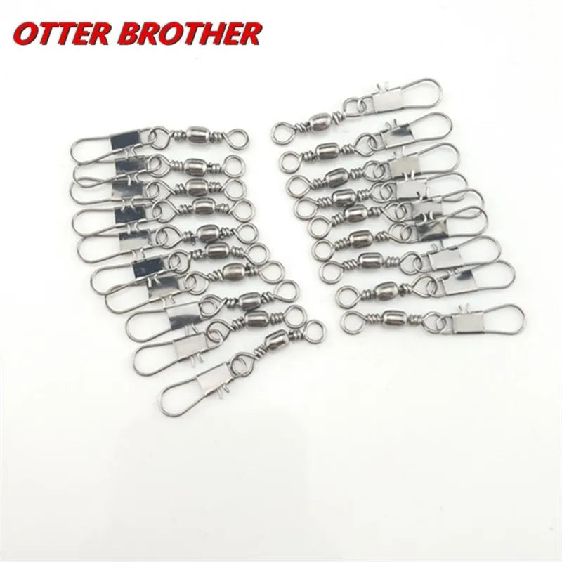 30pcs Fishing Swivels Interlock SnapTackles Winter Metal Lure Fish Carp Connector Copper Carabiners Gear Accessories Tools