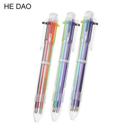 New Arrival Novelty Multicolor Ballpoint Pen Multifunction 6 In1 Colorful Stationery Creative School Supplies