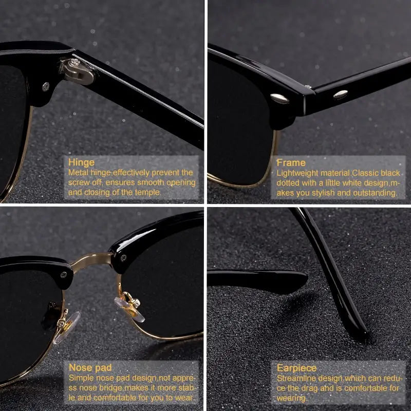 New Fashion  Semi Rimless Polarized Sunglasses Men Women Brand Designer Half Frame Sun Glasses Classic Oculos De Sol UV400