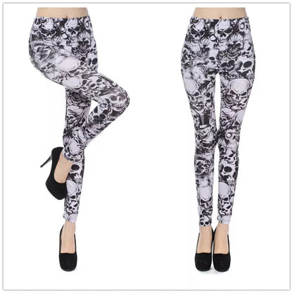 white and black pirate skull tights