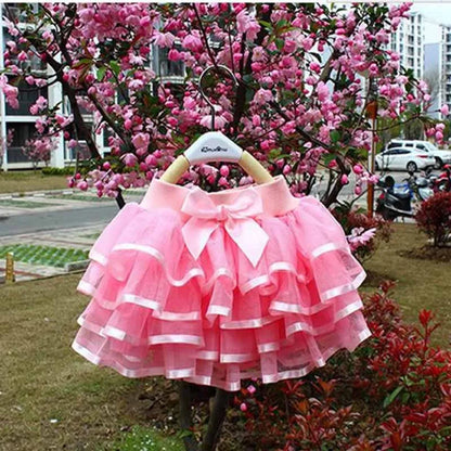 Tutu Skirt Girls Cake Fluffy Pettiskirt Dance Mini Skirt Birthday Princess Ball Gown Children Kids Clothes 4 Layers Tulle Skirts