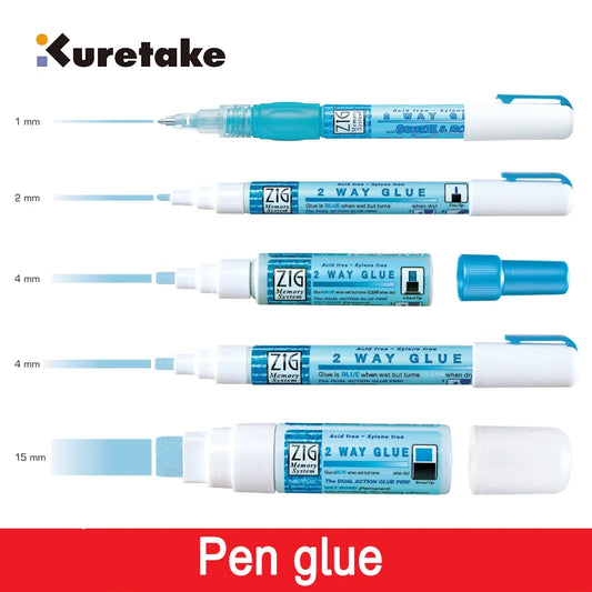 Zig Kuretake Memory System 2 Way Glue Pens Environmental Adhesives DIY Hand Work Pen Office School Supply