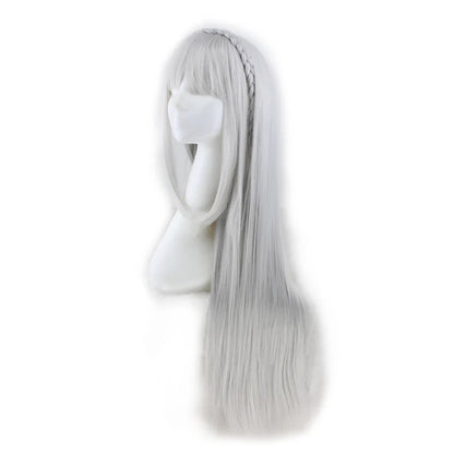 Long Straight Cosplay Sliver Gray  100 Cm Synthetic Hair Wigs