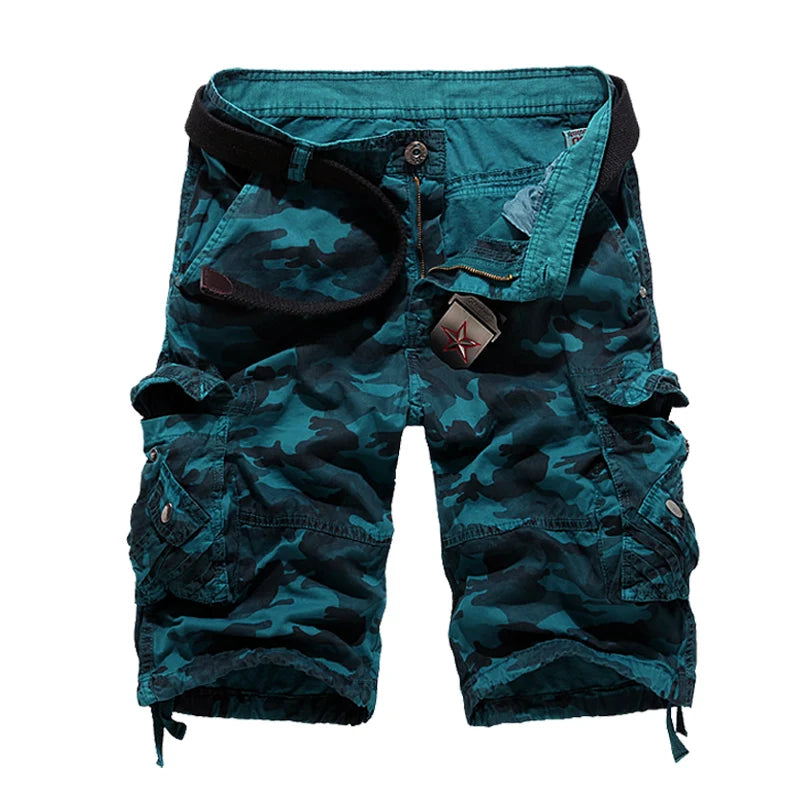 Shorts cargo sueltos de camuflaje