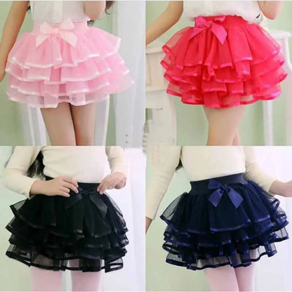 Tutu Skirt Girls Cake Fluffy Pettiskirt Dance Mini Skirt Birthday Princess Ball Gown Children Kids Clothes 4 Layers Tulle Skirts