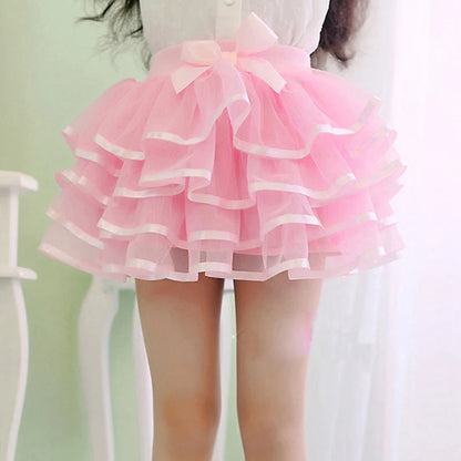 Tutu Skirt Girls Cake Fluffy Pettiskirt Dance Mini Skirt Birthday Princess Ball Gown Children Kids Clothes 4 Layers Tulle Skirts