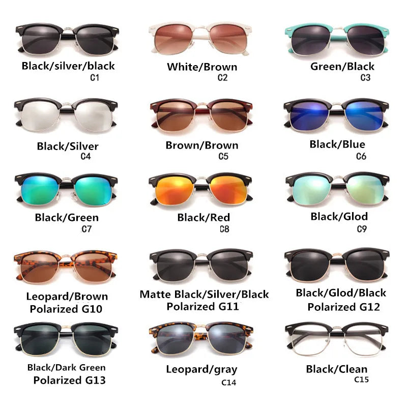 Classic Polarized Brand Designer Sunglasses Men Women Retro  High Quality Sun Glasses Rivet Female Male Fashion Mirror Sunglass