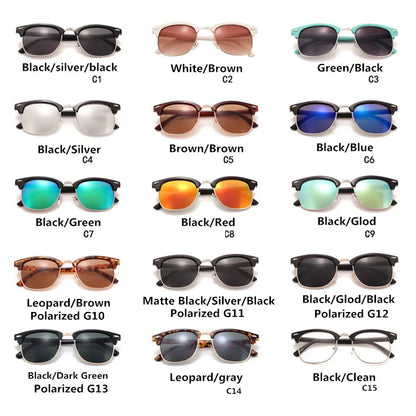 Classic Polarized Brand Designer Sunglasses Men Women Retro  High Quality Sun Glasses Rivet Female Male Fashion Mirror Sunglass