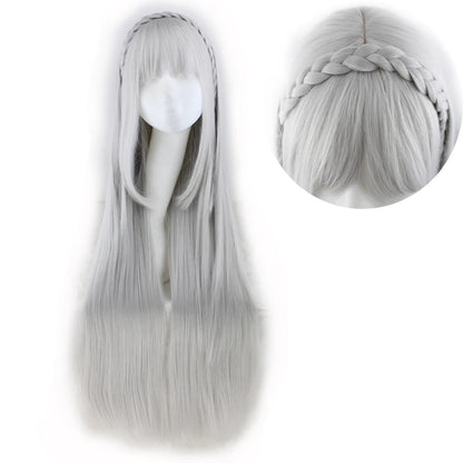 Long Straight Cosplay Sliver Gray  100 Cm Synthetic Hair Wigs