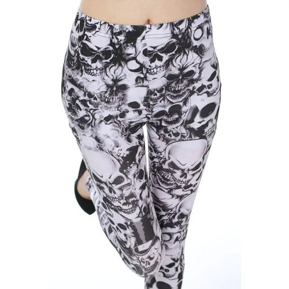 white and black pirate skull tights