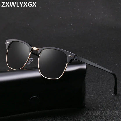 Classic Polarized Brand Designer Sunglasses Men Women Retro  High Quality Sun Glasses Rivet Female Male Fashion Mirror Sunglass