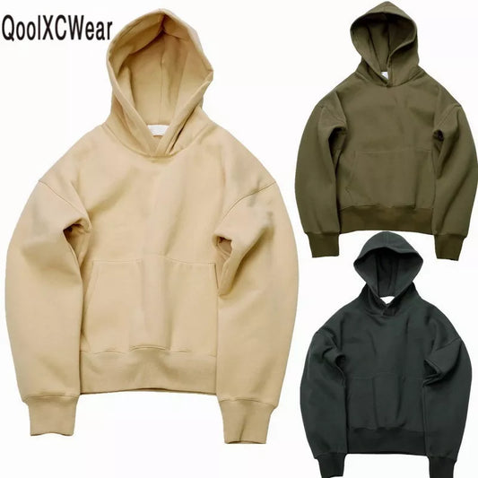 QoolXCWear Muy buena calidad bonitas sudaderas con capucha de hip hop con forro polar CALIENTE invierno para hombre kanye west sudadera con capucha botín suéter sólido