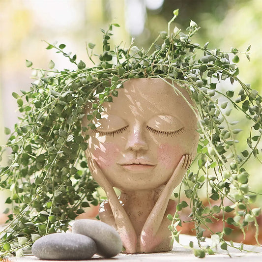 Girls Face Head Flower Planter