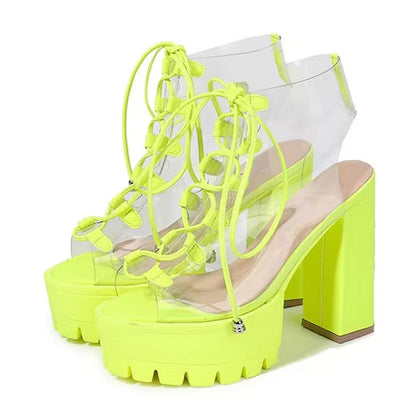 Botas de plataforma verdes de PVC transparente