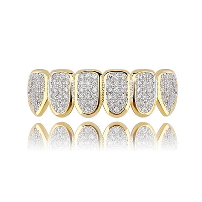 JINAO Gold Silver-Plated Grill CZ Stone Micro Paved