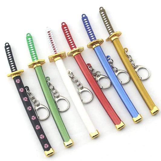 Mini Anime Demon Slayer Sword Keychain Katana Ghost Blade Metal Pendant Keyrings Weapons Cosplay Toy