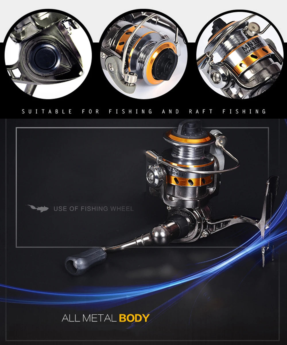 POWER Full Metal Mini Winter Ice Fishing Reel Small Spinning Reels Carp Raft Fishing Wheel for Fish Accessories Saltwater Gear