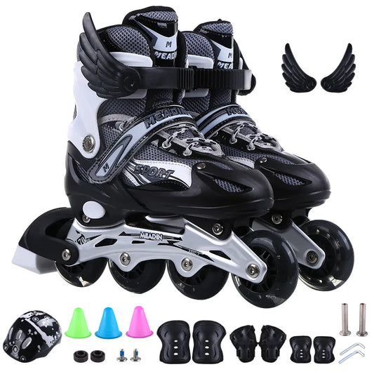 Children's skates Adjustable skates full set of flashing in-line outdoor practice roller skates