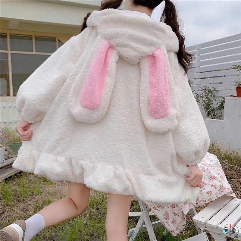 Winter Harajuku Kawaii Rabbit Ear Hooded Jacket