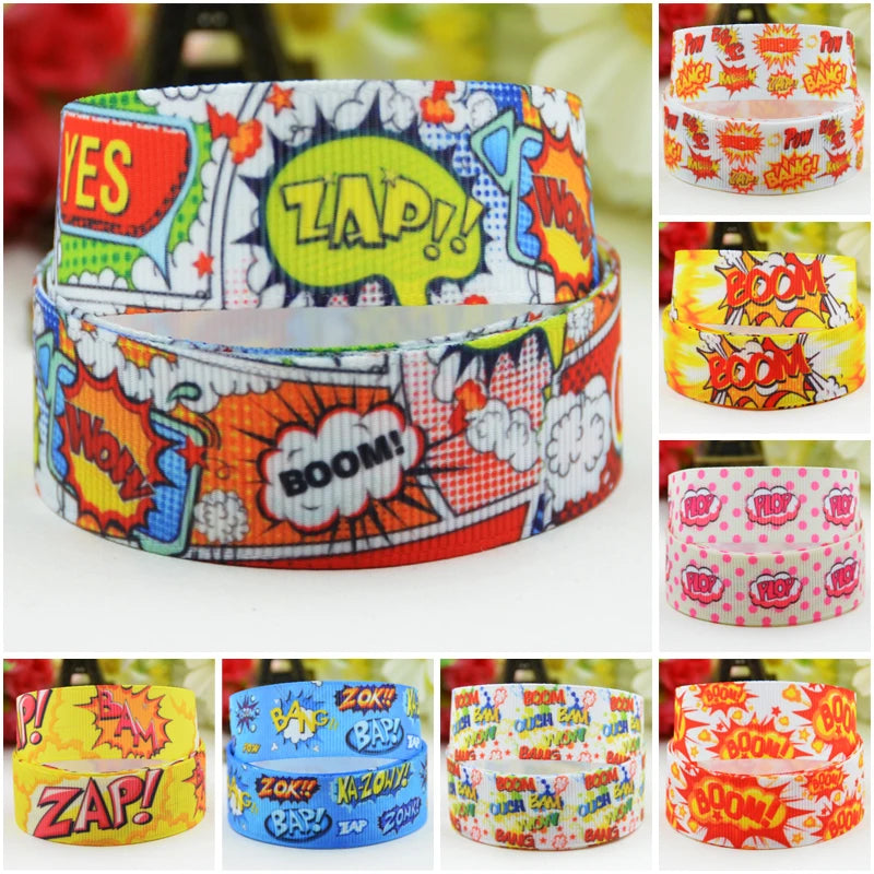 22mm 25mm 38mm 75mm Explosion Cloud Cartoon Character printed Grosgrain Ribbon party decoration 10 Yards Mul070