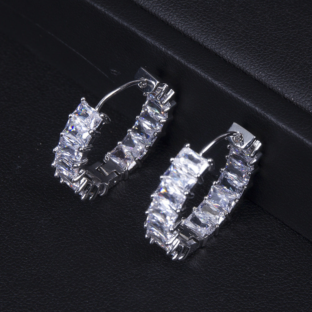 Full Zirconium Round Ring Earrings