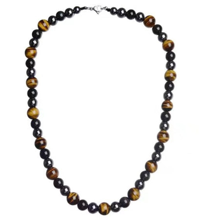 Tigereye Hematite Obsidian Triple Protection Necklace