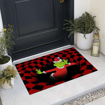 3D Plaid Floor Mat Halloween Clown Door Mat Sewer