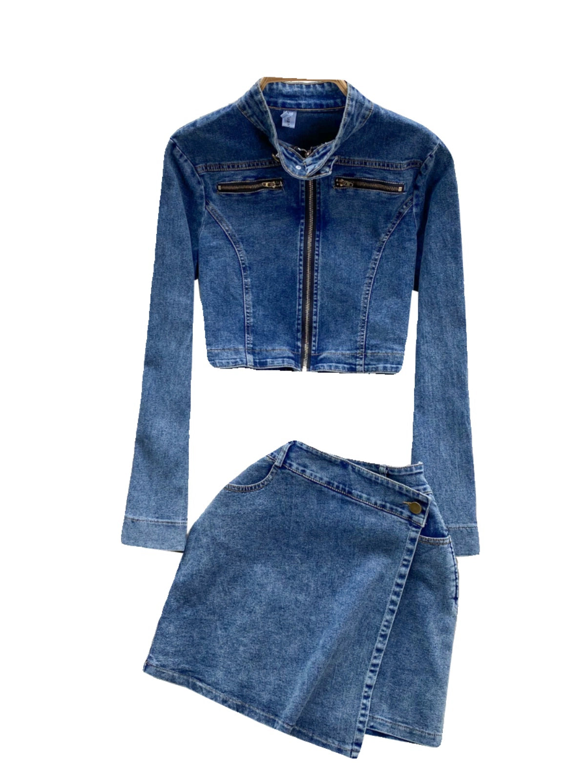 Retro Denim Niche Style Versatile Zipper Cardigan