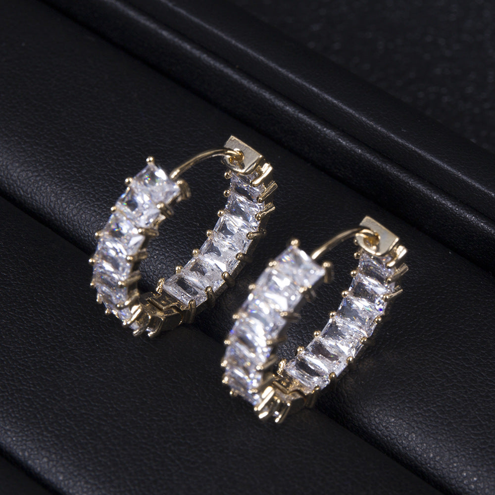 Full Zirconium Round Ring Earrings