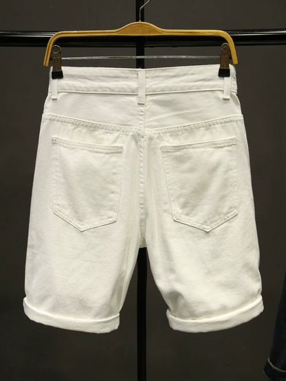 Hole White Denim shorts