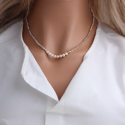 Silver Shell Pearl Necklace