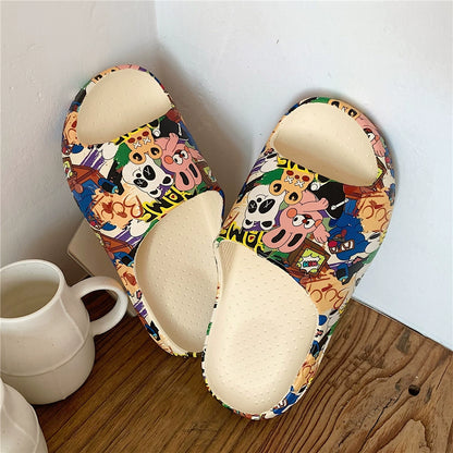 K-style Cartoon I Graffiti Thick Sole Sandals